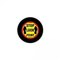 Foto articolo dell\'articolo Gobo in Vetro Borosilicato – Segnale STOP LOOK POINT | Compatibile con Proiettori GOBO Service